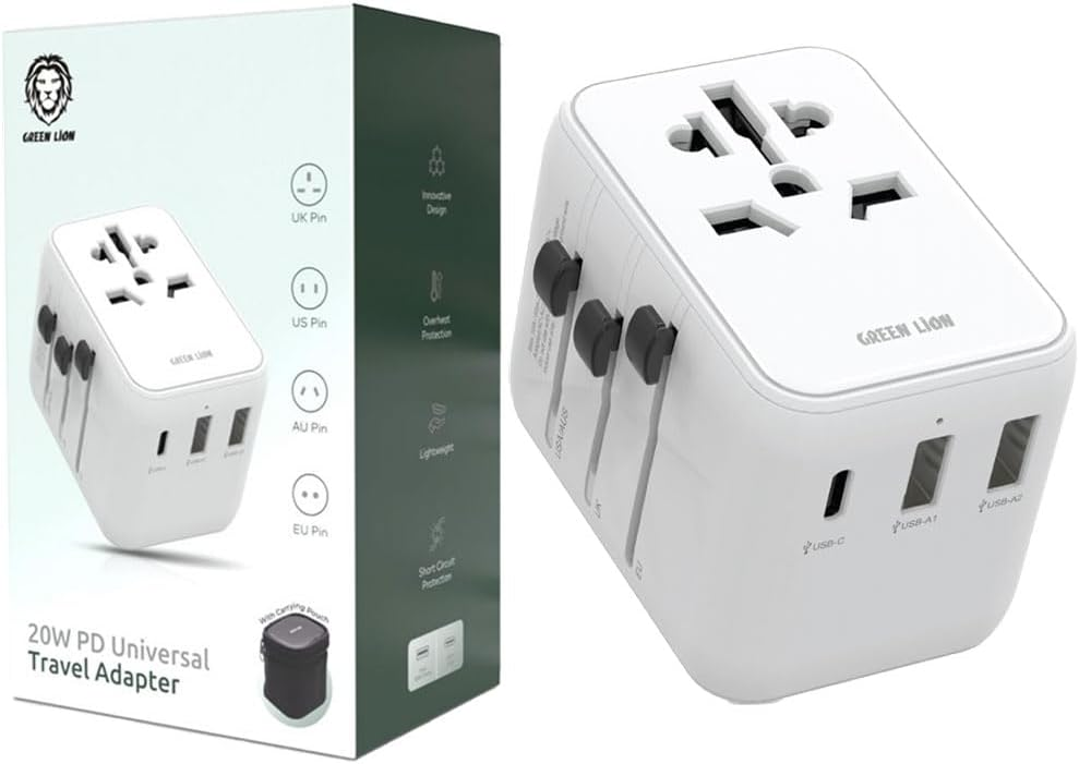 Green Lion 20W Universal Travel Adapter White Green Lion 20W Universal Travel Adapter White